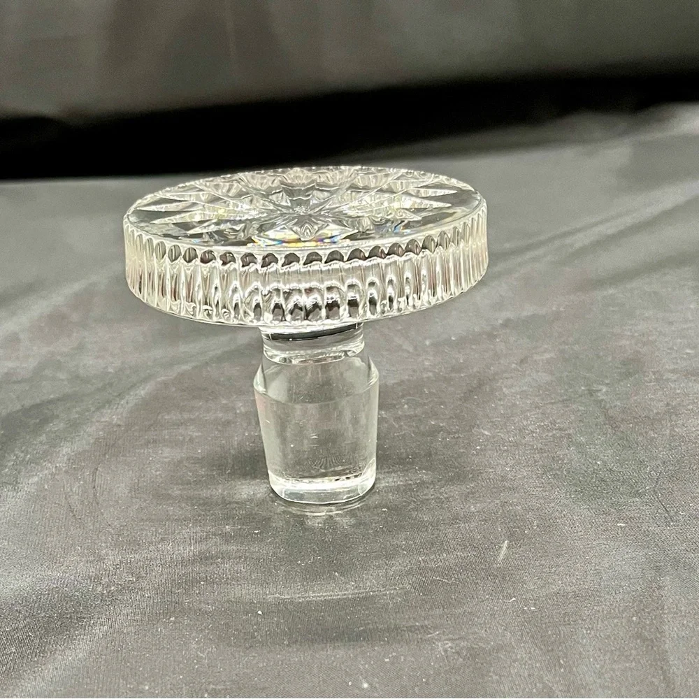 Vintage Crystal Stopper With Ornate Cut Design 2.5 Inch High